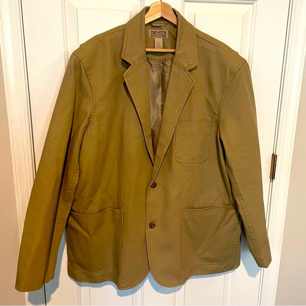 Duluth Fire Hose Presentation Jacket Men 2XL Tan Khaki Blazer Heavy Canvas Lined